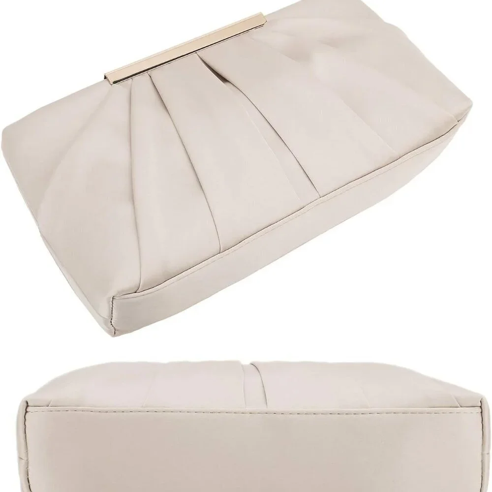 Evening Clutch Satin Pleated Formal Handbag Crossbody Compact for Women
